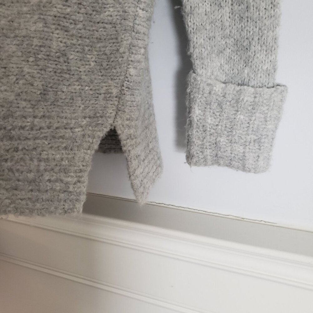 CLUB MONACO Matalin Alpaca Wool Wide Scoop Neck Grey Chunky Sweater Tunic Medium - Picture 4 of 14